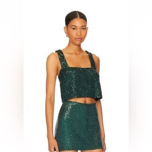 Tara crop top with emerald sequins- Show me your mumu